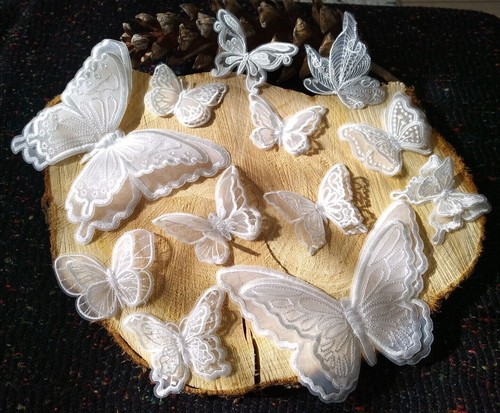 White butterfly applique - butterfly, patch