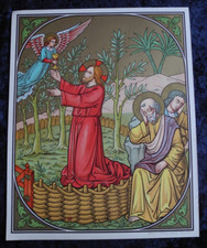 ANTIQUE CATHOLIC 15x IMAGE complete Nativity AND Way of the Cross Jesus Christ