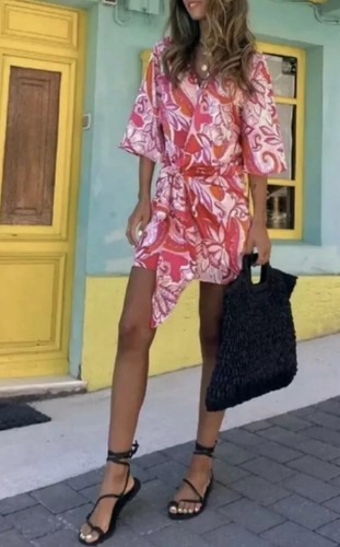 Zara pink floral - pink, satin
