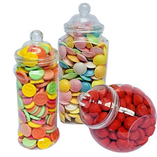 Large Plastic Sweet Jars 3 Storage Tubs Sweet Table Candy Buffet Wedding Party