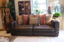 2 quality barker and stonehouse sofas suite brown leather &  fabric