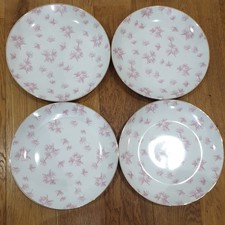 Next Porcelain Pink Pine Needle Print Gold Rim 4 Dinner Plates - Dinner Set