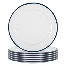 6x White Enamel Side Plates