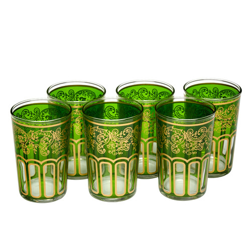 Moroccan tea glasses green - glasses,