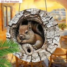 Squirrel Wooden Plaque Hanging