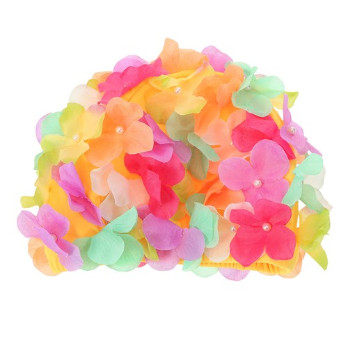 Flower stretchy swimming cap - ,