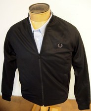 Fred Perry Cotton Blend Taped Track Jacket J6550 NWT Small $150 Black
