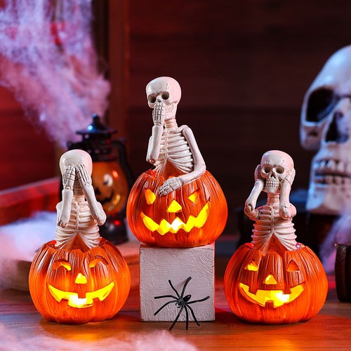 Skull pumpkin ornament resin - ornament,