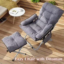 Lazy Chair with Ottoman Grey