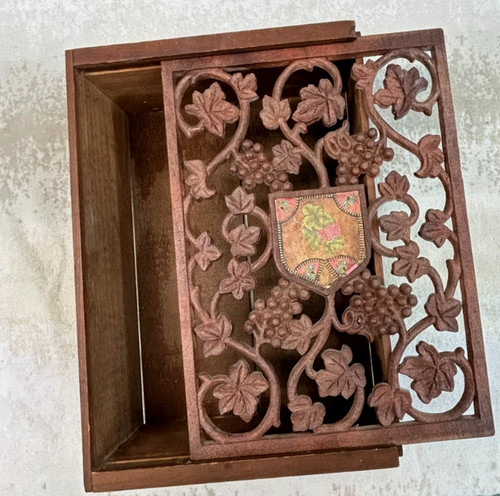Vintage carved wood wine - vintage,