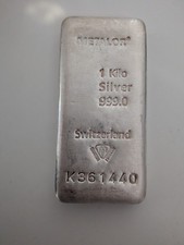 Metalor 1 Kg Fine Silver Bullion Bar. Swiss Investment Grade 999.0 Purity.