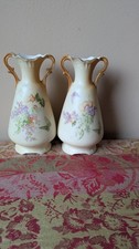 Pair of Antique Edwardian Vases Hand Painted Rare Free P&P
