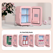 Mini Fridge with LED Mirror Portable Cooler Warmer Table Top Bedroom Makeup