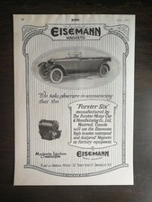 Vintage Eisemann Magneto 1920 Forster Six Car Ignition Full Page Original Ad