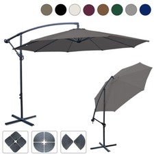 3M Banana Parasol Cantilever Umbrella Garden Patio Sun Shade Canopy Crank Handle