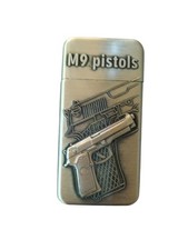 Vintage M9 Pistols Fuel Lighter Embossed Metal Design – Refillable – Collectible