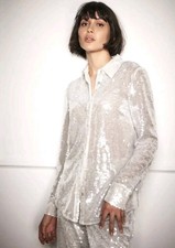 Mint Velvet Sequin Christmas Party Shirt Grey Size Large BNWOT £110