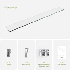 S'AFIELINA Floating Glass Bathroom Shelves Wall Mounted Storage Rack with Fixing