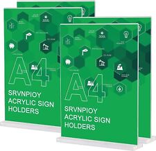 4 X Srvnpioy A4 Acrylic Sign Holder Clear Table Stands Menu Holders T for Tables