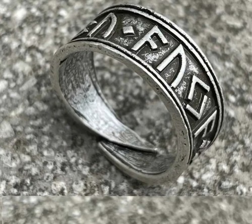 Adjustable viking rune ring - rune,