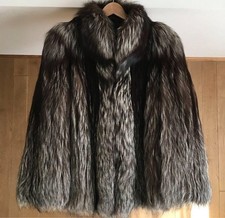 EMBA Silver Fox Fur Coat Long Faux Fur Elegant Used