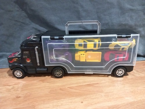 Toy car transporter truck with - car,