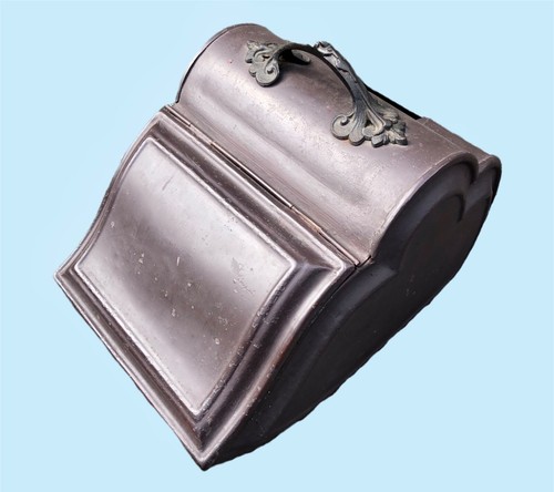 Antique metal coal - scuttle, /
