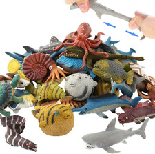 18 Pack Rubber Ocean Animal, Sea Figure Bath Toy Set,Food Grade Material TPR Sup