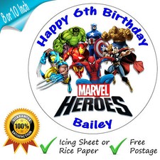 MARVEL SUPERHEROES BIRTHDAY CAKE EDIBLE ROUND PRINTED CAKE TOPPER DECORATION