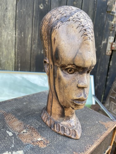Vintage tribal carved - carved, head