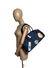 Vtg John Galliano Logo Decal Denim Bowler Bag