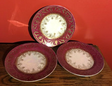 HANDPAINTED GENUINE SAMURAI JAPANESE CHINA SET OF 3 SIDE PLATES - SPARES