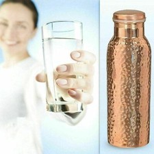 Copper 100% Pure Ayurveda Health benefit Hand Hammered Water Bottle Container