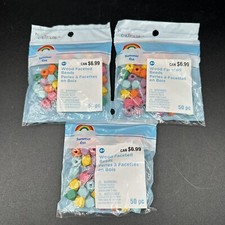 Creatology Wood Faceted Beads Lot 3 Rainbow Kids Party Crafts Kits DIY Ponybeads