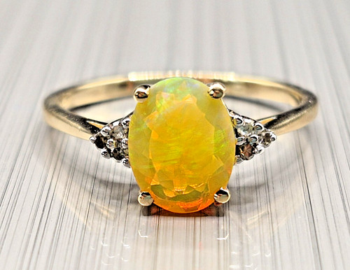 Tggc 10ct gold opal diamond - opal, &