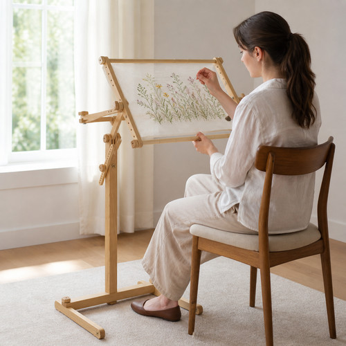 Wood embroidery stand floor - wood,