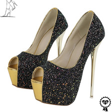 Women Apricot Peep Toe Platform Pumps Extreme High Heels Party Stripper Shoes