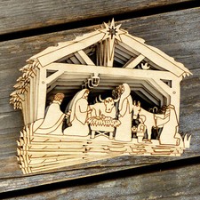 10x Wooden Nativity Manger