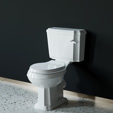 Bathroom Traditional Close Coupled Toilet Pan With Soft Close Seat Cistern WC