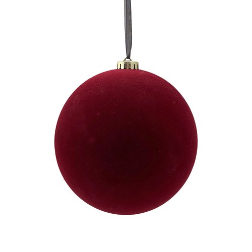 Dark red giant flocked - flocked, bauble
