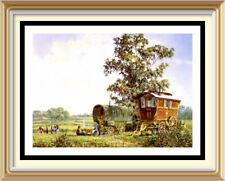 Vintage Style Wall Art Print Traveller TINKER Romany Gypsy Wagon Bow Top Horse