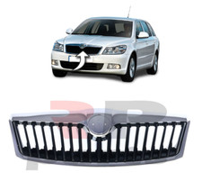 FOR SKODA OCTAVIA (1Z) 09-13 NEW FRONT BUMPER UPPER CENTER GRILL BLACK CHROME