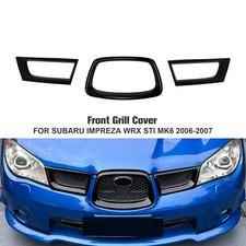 For Subaru Impreza WRX STI MK6 2006-07 Gloss Black Front Bumper Grill Grille Set