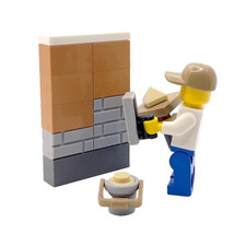 Genuine LEGO® Plasterer Cake Topper Decoration Builder With Trowel Hawk & Bucket