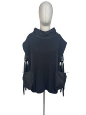 ANNETTE GORTZ Avant Garde Pockets Top Sleeveless Sweater Black size L