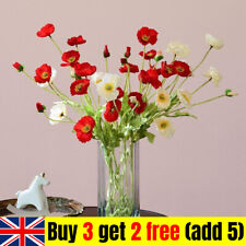 Artificial Poppies Flower Gorgeous Silk Papaver Rhoeas Flocking Stem Home Decors