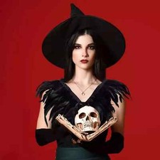 Black Green Feather Hand made Collar Cape Shawls Wrap for party evening dress