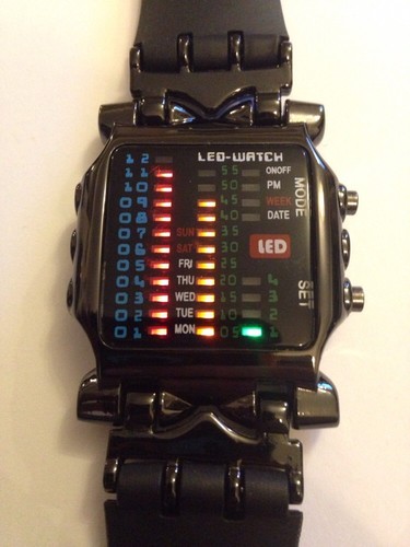 Led binary digital watch mens - digital,