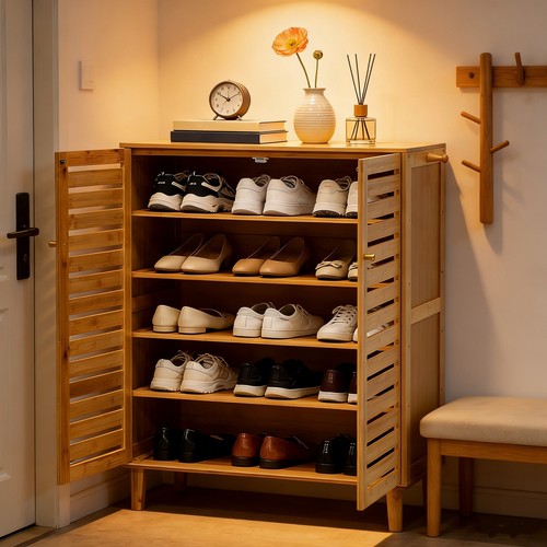 Tier wooden shoe cabinet - wooden,