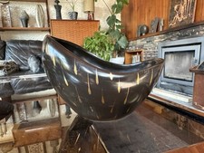 Vintage 1950s Beswick Pottery Bowl 1349 - Black And Gold - Albert Hallam.